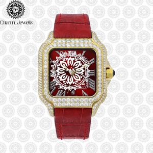 Montre mécanique de luxe Charm_Jewells, boîtier en acier inoxydable, bracelet en cuir, phase de lune, cadran en cristal saphir, 40 mm, analogique, unisexe - Product Image 3