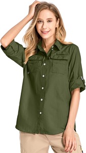 Women Adults Sun Protection UPF 50 100% Polyester Breathable Quick Dry Fishing <b>Shirts</b> for Travel <b>Camping</b> Hiking - Product Image 2