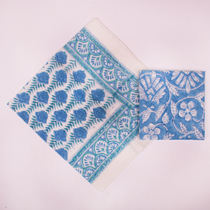 Blue Floral Cotton Bandana Face Cover 21x21 Inch <b>Square</b> <b>Scarf</b> Pocket <b>Square</b> Casual Spring Summer Breathable Hand Drawn Pattern - Product Image 5