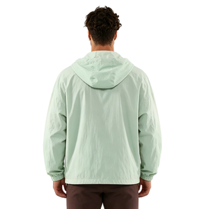Chaqueta Cortavientos con Capucha para Hombre, Color Verde Claro, Cierre de Cremallera, Corte Holgado Informal, para Primavera - Product Image 2