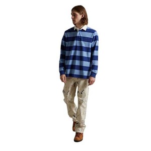 Men's <b>Long</b> <b>Sleeve</b> Blue Striped Knit Collared Shirt Regular Fit Yarn Dyed <b>Top</b> - Product Image 5