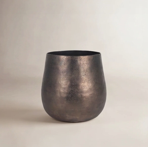 Distressed <b>Bronze</b> Metal Flower <b>Vase</b> - Vintage Bulbous Tabletop Floral Container for Luxury Home Decor and Living Room Styling - Product Image 2