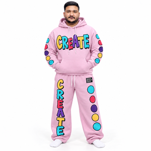 Conjunto de Sudadera con Capucha y Pantalones Deportivos Rosa para Hombre, Estampado de Letras, Ropa Casual de Otoño, Algodón, Felpa Francesa, Chándal Personalizado - Product Image 2