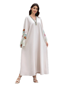 Elegant O-Neck Tassel Modest Arabian Solid Chiffon Straight Natural Long Muslim Jalabiya Luxury <b>Kaftan</b> Gown Women <b>Plus</b> <b>Size</b> - Product Image 5