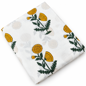 Tissu en coton peigné léger fait main jaune Pinksa Fashion, motif floral tissé, 90 GSM, 60S/60S, largeur 43/44 pouces, Rajasthan, pour bébés et enfants - Product Image 2