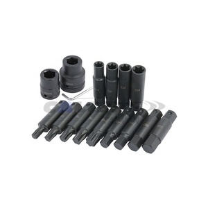 टैवान कैलिबर 16 पीसी 3/<span class=keywords><strong>4</strong></span> "& 1" डॉ 107 मिमी लंबे प्रभाव हेक्स और स्टार टोरक्स सॉकेट सेट, स्टार सॉकेट सेट - Product Image 1