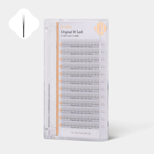 ขนตาปลอมแบบพัดสำเร็จรูป PBT พรีเมียมจากเกาหลี ยี่ห้อ Private Label รุ่น Original W Lash 0.07 ขายส่ง (C,D Curl) (8-14 มม. คละขนาด) ขนตาเส้นต่อเส้นแบบนุ่ม - Product Image 1