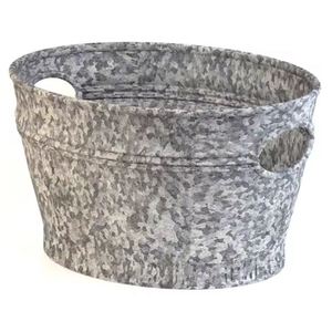 Pot en métal pour l'intérieur et l'extérieur, jardinière ronde en fer, jardinières galvanisées, aspect gris, décoration moderne pour la maison et le jardin - Product Image 1