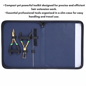 Kit professionnel d'application d'extensions capillaires : Pinces à micro-anneaux, Aiguilles à fil, Pinces de sectionnement, Peigne à separer les mèches, Ciseaux - Product Image 3