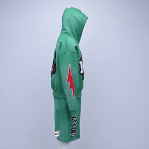 Conjunto de Chándal con Capucha Verde MRI, Estampado de Letras en Aplique, Pantalones Cortos Estilo Urbano, Unisex para Adultos, Ropa de Otoño con Logotipo y Diseño Personalizados - Product Image 4