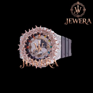 Reloj de Lujo con Correa de Caucho Negro y Diamantes de Moissanita de Calidad de Exportación para Uso Diario, Fiestas y Moda Urbana, Disponible para la Venta - Product Image 2