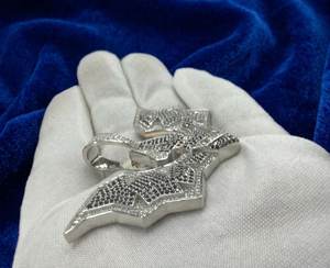 Pendentif chauve-souris serti de pierres, argent 925 avec moissanite noire et blanche, bijoux tendance hip-hop pour homme et femme - Product Image 5