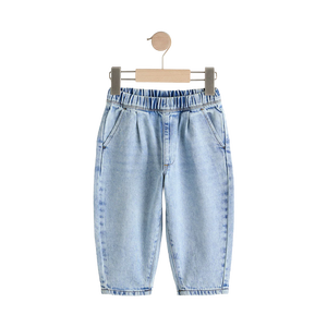 Boys Light Blue Wide Leg Denim <b>Jeans</b> Mid <b>Waist</b> Loose Fit Breathable Casual Spring Summer Autumn Wear Cotton Acid Wash Style - Product Image 4