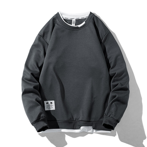 Custom StreetWear Blank Pullover Double Rib Sweatshirt Nylon/Cotton Plain <b>Thick</b> Crew Neck for Men Spring Embroidered - Product Image 4