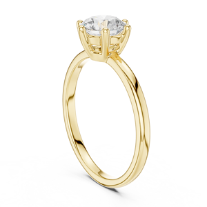 Bague de fiançailles solitaire ronde plaquée or jaune de luxe pour femme, bijou classique minimaliste pour mariage ou promesse, cadeau - Product Image 3