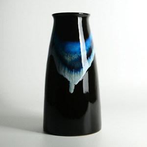 Modern Style Black Blue Drip Glaze <b>Ceramic</b> Tabletop <b>Vase</b> Exquisite Durable Holds Water for Housewarming Hotel Restaurant HORECA - Product Image 1
