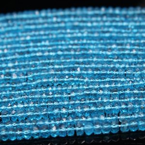 Cuentas facetadas de topacio azul cielo en forma de rondel de 3.5-4mm, hilo de piedras preciosas para fabricación de joyas, venta al por mayor a granel - Product Image 4