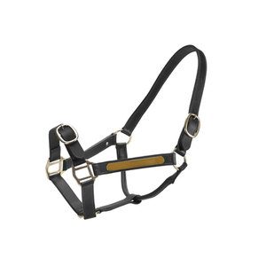 Harnais de cheval en cuir noir avec boucles dorées et sangles réglables pour l'équitation - Product Image 3