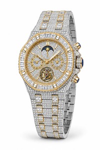 Reloj de lujo unisex con diamantes, caja de oro blanco, movimiento mecánico analógico, esfera con números romanos, cierre desplegable, 44 mm - Product Image 4