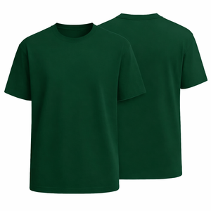 เสื้อยืดลำลองผ้าเนื้อนุ่มคุณภาพพรีเมียม สีพื้นเรียบ ย้อมสีแบบพิเศษ ทรงปกติ ผ้าฝ้าย 100% สีเขียวเข้ม สำหรับผู้ชาย ระบายอากาศได้ดี แห้งเร็ว - Product Image 1