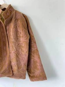Premium Winter Suzani <b>Velvet</b> Hand-Embroidered Floral Design Reversible Bomber <b>Jacket</b> Artisanal Quilted Statement Coat for <b>Women</b> - Product Image 3