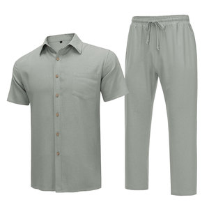 ชุดเซ็ตเสื้อเชิ้ตติดกระดุมระบายอากาศดีพร้อมกางเกงทรงหลวมพรีเมียมสำหรับผู้ชาย - Product Image 4
