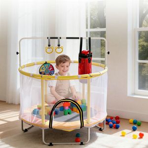 Trampolino Mini da 54 Pollici per Bambini, da Interno/Esterno, con Rete di Sicurezza e Design Antiscivolo, Giocattolo per Saltare, Sacco da Boxe, Strutture per Arrampicata Indoor - Product Image 1