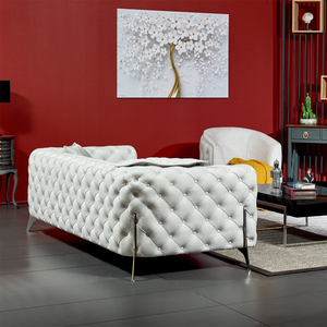 Modern Tufted Traditional Chesterfield <b>Sofa</b> Three <b>Seat</b> PU Leather Black Living Room Furniture Wood Legs Contemporary Design - Product Image 4