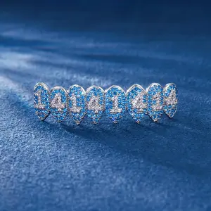 Grillz personnalisables multicolores en argent sterling fin de qualité supérieure, avec diamants de laboratoire de clarté VVS, préfabriqués - Product Image 5