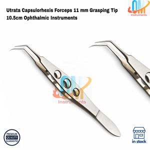 Pinzas de Capsulorrexis Utrata de 11 mm con Punta de Agarre de 10.5 cm, Instrumentos Oftálmicos de Acero Inoxidable de Grado Médico Reutilizables ISO - Product Image 1