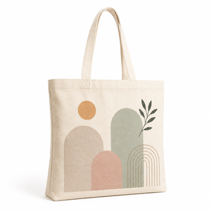 Cotton Canvas <b>Tote</b> <b>Bag</b> with Letter Pattern <b>Medium</b> Size Non Woven Handle Customized Closure for Beach & Groceries Daily Travel - Product Image 1
