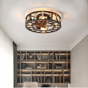 Modern Farmhouse LED <b>Ceiling</b> Fan with Caged <b>Light</b> Low Profile Flush Mount 6 Speeds Reversible Blades 6-Button <b>Remote</b> <b>Control</b> - Product Image 2