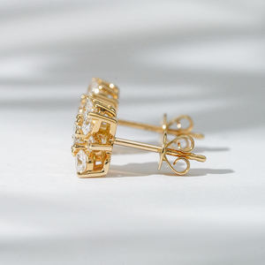 Boucles d'oreilles en diamant de laboratoire de qualité supérieure, or véritable, bijoux fins, design élégant, fournisseur B2B disponible à prix de gros - Product Image 1