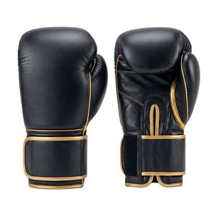 Professional Sports Training Black Gold Boxing Gloves Premium Synthetic Leather Ergonomic Design Breathable Gloves - Product Image 1