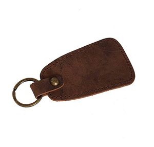 Leather <b>Key</b> Chain Brown Color Gold <b>Ring</b> Factory Wholesale Customized Shape Leather <b>Key</b> <b>Ring</b> - Product Image 5