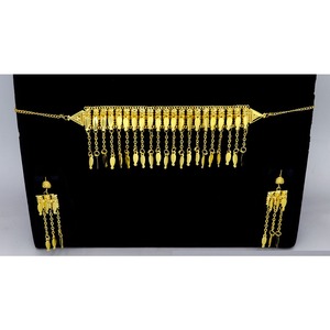 Collier Khanaqi avec boucles d'oreilles Parure de bijoux plaqué or de haute qualité Collier de bijoux de mode Bijoux arabes pour femmes - Product Image 3