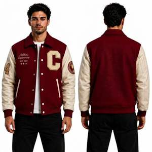 American Style Baseball Wool <b>Jacket</b> In Different Colors Wool Leather Sleeves Chenille Patch Letterman Stadium <b>Men</b> Varsity <b>Jacket</b> - Product Image 1