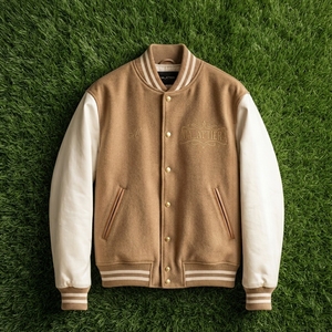 Veste en laine mélangée pour homme, style preppy, logo brodé, col rabattu, coupe classique, vêtement d'automne - Product Image 6