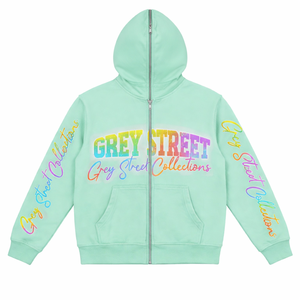 Vente en gros de sweats à capuche vintage personnalisés avec logo imprimé numérique en strass, pour hommes, 100% coton, streetwear, sweats à capuche zippés effet usé - Product Image 1