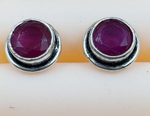 Hot Selling Dyed Ruby <b>Silver</b> <b>Stud</b> Round Handmade 8mm Gemstone 925 Sterling <b>Silver</b> <b>Stud</b> For Her - Product Image 2