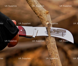 Cuchillo de Bolsillo Plegable de Grado Industrial con Bandera Americana, Hoja de Acero de Damasco, Punta Clip, OEM, de UA Supplies Professional - Product Image 6