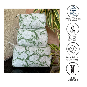 Set de Bolsas de Aseo Hechas a Mano en Jaipur, Acolchadas, Impermeables, con Cierre de Cremallera, Ecológicas, Multifuncionales, para Niños y Adultos - Product Image 2