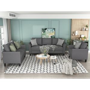 Set da Soggiorno in 3 Pezzi in Misto Poliestere per Divani - Product Image 2