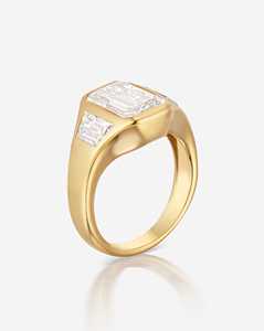3 <b>Diamond</b> Engagement <b>Rings</b> 14k 18k Solid Gold Sparkling Bezel Emerald Trapezoid Cut Lab Grown CVD Minimalist Solitaire Jewelry - Product Image 4