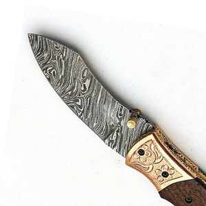 Damascus Steel Folding Pocket Knife Handmade Outdoor Utility Knife Compact Design <b>Camping</b> Hiking Fishing Travel <b>Tool</b> - Product Image 3