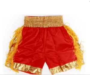 Pantalones Cortos Rojos Estilo Chino para Hombre, con Borlas Doradas, Cintura Media, Tela Satén Elástica, Unisex, Tipo Boxer, Secado Rápido, 100% - Product Image 1