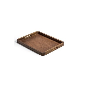 Bandeja de Madera Natural Hecha a Mano para Servir Alimentos, Plato Rústico para Desayuno con Asas para Café, Té, Comedor y Hogar - Product Image 2