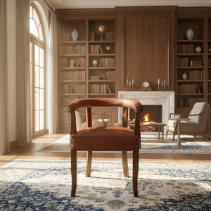 Chaise de salle à manger de luxe en bois massif et cuir véritable, chaise d'appoint haut de gamme pour restaurant, café, hôtel, mobilier de maison - Product Image 4