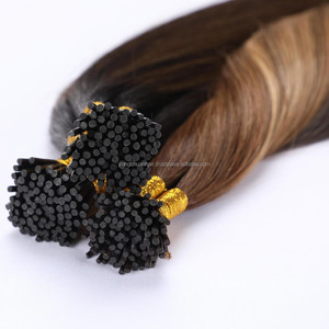 Lien de kératine vierge k i kératine pointe plate extensions de cheveux ondulés humains remy bouclés crépus droite machine - Product Image 1