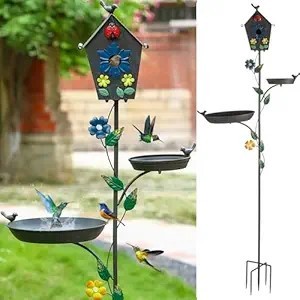 Alimentador de aves, adornos de estaca de Metal, decoración de jardín, baño de aves - Product Image 6